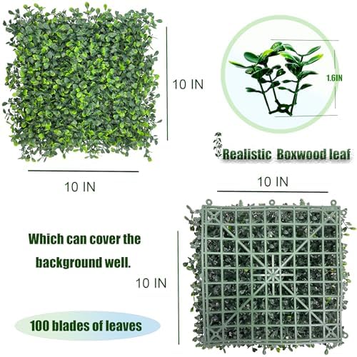 10"x10" (16 Pieces) Artificial Grass Wall Decoration Backdrop Panels - Image 2