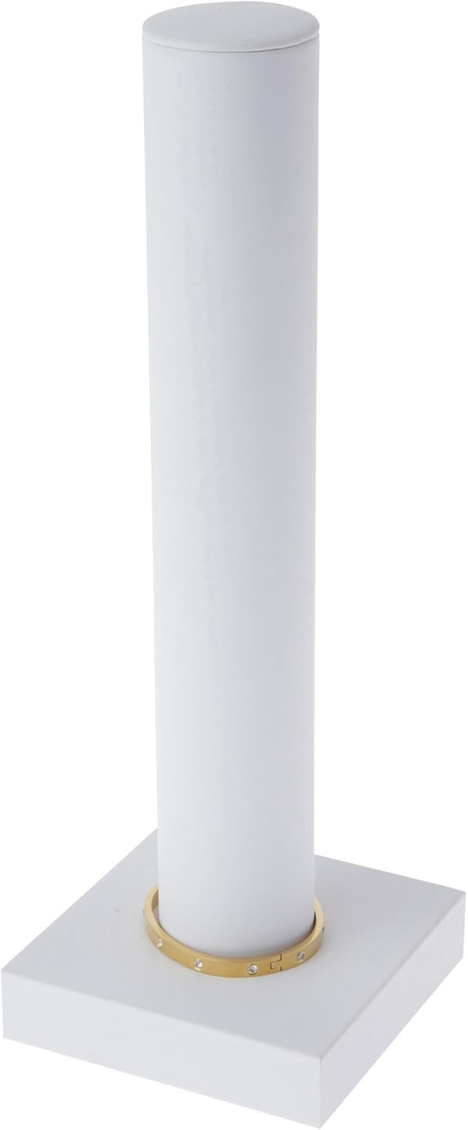 Plymor White Faux Leather Vertical Bracelet Display Stand, 4.625" W x 13" H (Pack of 2)