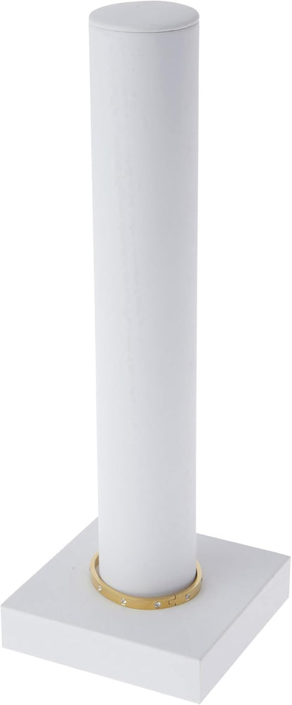 Plymor White Faux Leather Vertical Bracelet Display Stand, 4.625" W x 13" H (Pack of 2)