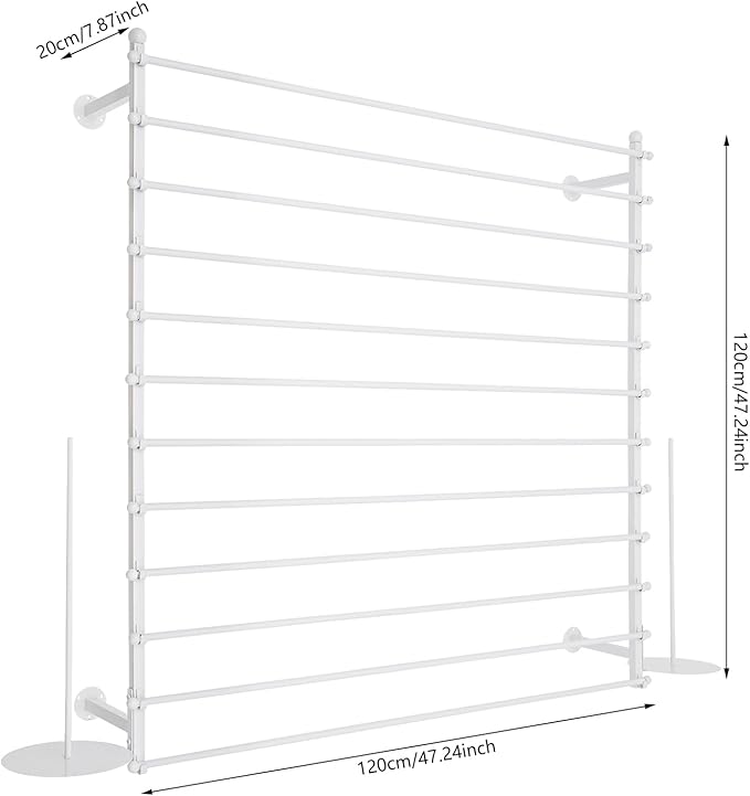 Wall Mounted Display Rack, 12 Layer Wall Wrapping Paper Ribbon Organizer, Scarves Tie & Scarf Rack Belts Towel Holder for Home, Retail Stores, Flower Shop (White)