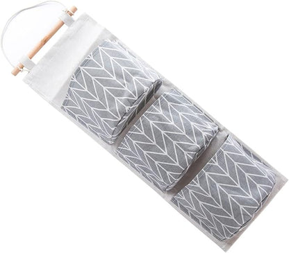 Zerodeko 2pcs Cotton Linen Over Door Hanging Storage Bag Organizer for Bedroom Bathroom Multi-Functional Clothes and Shoe Storage and Grey