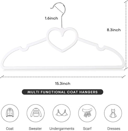 Plastic Hangers 50 Pack, Cute Clothes Hanger Ultra Thin Space Saving with 360 Degree Swivel Hook &Travel Clothesline -Strong Adult for Dress,Shirt,Coats
