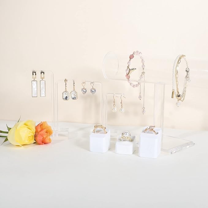 2pcs Acrylic earring display stands for selling, Clear earring holder organizer, transparent L bar earring hangers mini stand【Clear Acrylic Earring L Stand-2pcs 】