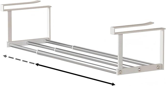 Stainless Steel Expandable Shoe Rack Organizer for Closet – 16 to 30 Inch Adjustable, Retractable Hanging Cabinet Storage Shelf – Space-Saving Storage for Under Shelf, Closet, or Cabinet (Silver)