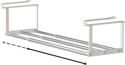 Stainless Steel Expandable Shoe Rack Organizer for Closet – 16 to 30 Inch Adjustable, Retractable Hanging Cabinet Storage Shelf – Space-Saving Storage for Under Shelf, Closet, or Cabinet (Silver)