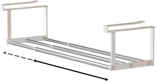 Stainless Steel Expandable Shoe Rack Organizer for Closet – 16 to 30 Inch Adjustable, Retractable Hanging Cabinet Storage Shelf – Space-Saving Storage for Under Shelf, Closet, or Cabinet (Silver)