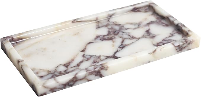 100% Natural Luxury Calaccata Viola Marble Small Hand Towel Tray Holder Organizer, Makeup Bathroom Holder
