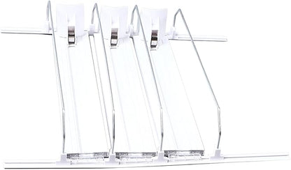 Adjustable Refrigerator Drink Organizer, Self Sliding Drink Can Dispenser, Solution for Garage Cooler (White)