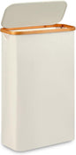 Slim Laundry Hamper,Narrow laundry Hamper with Lid,60L Hamper for Laundry,Dirty Cloth Hamper with Bamboo Handle for Towels, Clothes Organizing,Beige