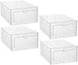 4pcs Transparent Shoe Storage Boxes Stackable Sneaker Organizer Container with Convenient Cover for High Heels Boots and Item Storage