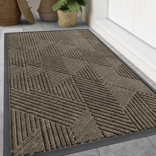 Smiry Front Door Mat Outside Entrance, Low Profile Rubber Doormat, 47x17 by Smiry