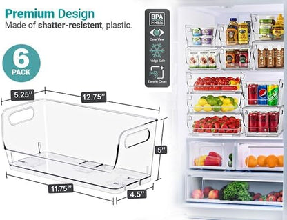 Sorbus Stackable Storage Bins Open Front, Clear Stackable Storage Bins, Pantry Bins for Storage and Organization, Acrylic Stackable Bins for Kitchen, Clear Pantry Organizer Bins (Small Narrow 6 Pack)