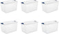 66-Quart Large Storage Bin - Clear Plastic Container with Blue Latch Lid, Airtight & Stackable Design for Garage, Basement or Pantry Organization, Heavy Duty BPA-Free (6 pack)