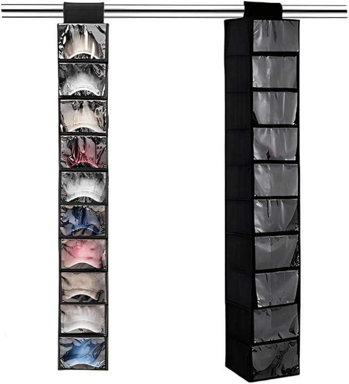 Hat Organizer, 10 Shelf Hanging Hat Organizer for Baseball Caps, Non-Woven Fabric Hats Rack with Dust Cover, Space-Saving Hat Holder Organizer for Closet, Dorm, Bedroom, Apartment