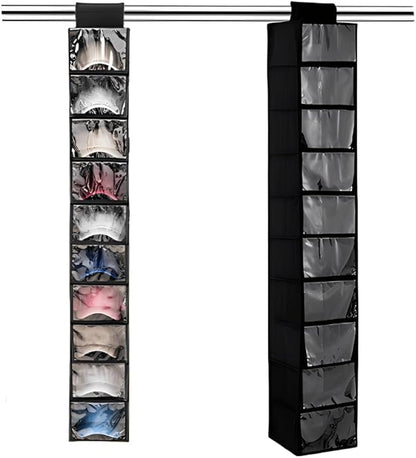 Hat Organizer, 10 Shelf Hanging Hat Organizer for Baseball Caps, Non-Woven Fabric Hats Rack with Dust Cover, Space-Saving Hat Holder Organizer for Closet, Dorm, Bedroom, Apartment