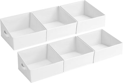 DIMJ Closet Storage Bins 6 Pack - Fabric Trapezoid Organizer Bin, Foldable Storage Baskets for Shelves, Closet Shelf Organizer, Clothing Storage Box for Toys, Books, Towel, Clothes, White