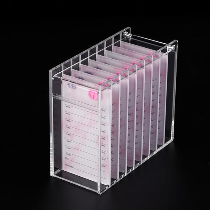 8 Layers Acrylic Eyelash Storage Organizer, Grafting False Eyelashes Display with 8 Pallets, Dustproof Cosmetic Beauty Extension Supplies (Marble Pink)
