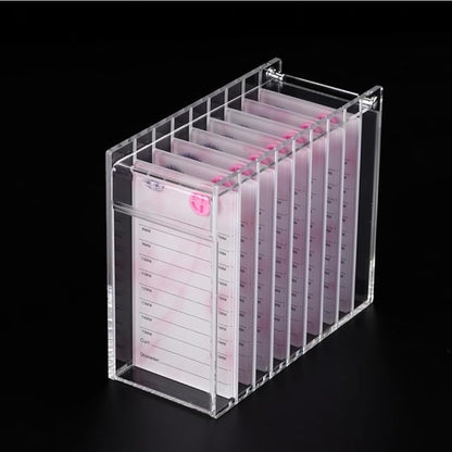 8 Layers Acrylic Eyelash Storage Organizer, Grafting False Eyelashes Display with 8 Pallets, Dustproof Cosmetic Beauty Extension Supplies (Marble Pink)