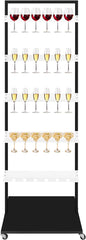 TFCFL 5-Tier Acrylic Champagne Glass Holder with Wheels, Mobile Champagne Rack Shelf, Champagne Wall Holder for Party for Weddings, Graduations, Commemoration, Outdoor Activities (White)