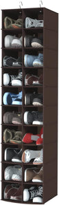 Libeder Hanging Shoe Organizer for Closet, Hanging Closet Organizers 20 Section Shoe Shelves, Space Saving Shoe Holder & Storage, Coffee, 12''W×12''Dx 50''H