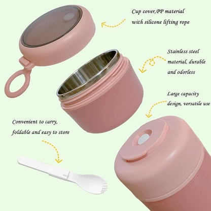 18+10 oz Reusable Yogurt Containers with Lids and Spoons,Overnight Oats Cereal Containers with Lids,Snack Cup Box Stackable Breakfast and Lunch Containers (Pink)