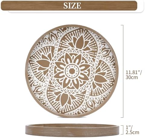 Hanobe Round Boho Decorative Tray for Coffee Table, Vintage Mandala Pattern - Image 5