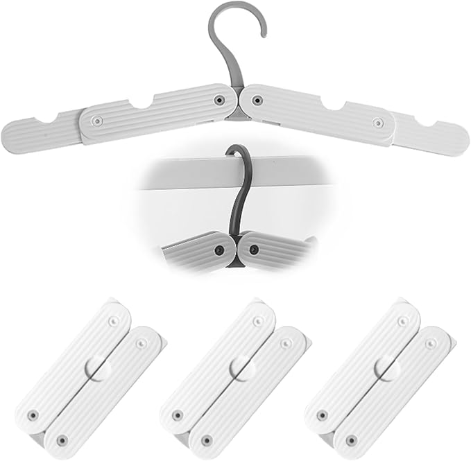 Foldable Travel Hangers, ABS Plastic, Expandable 10-15 Inch, Heavy Duty Clothes Hangers with Space Saving Design for Business Trips (White 3PCS)