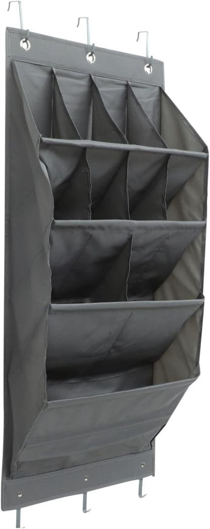 Happyyami 1Set Multi Layer Closet Hanging Pouch Over the Door Storage Organizer for Shoes Craft Supplies and Essentials Easy Install No Tools Needed Grey