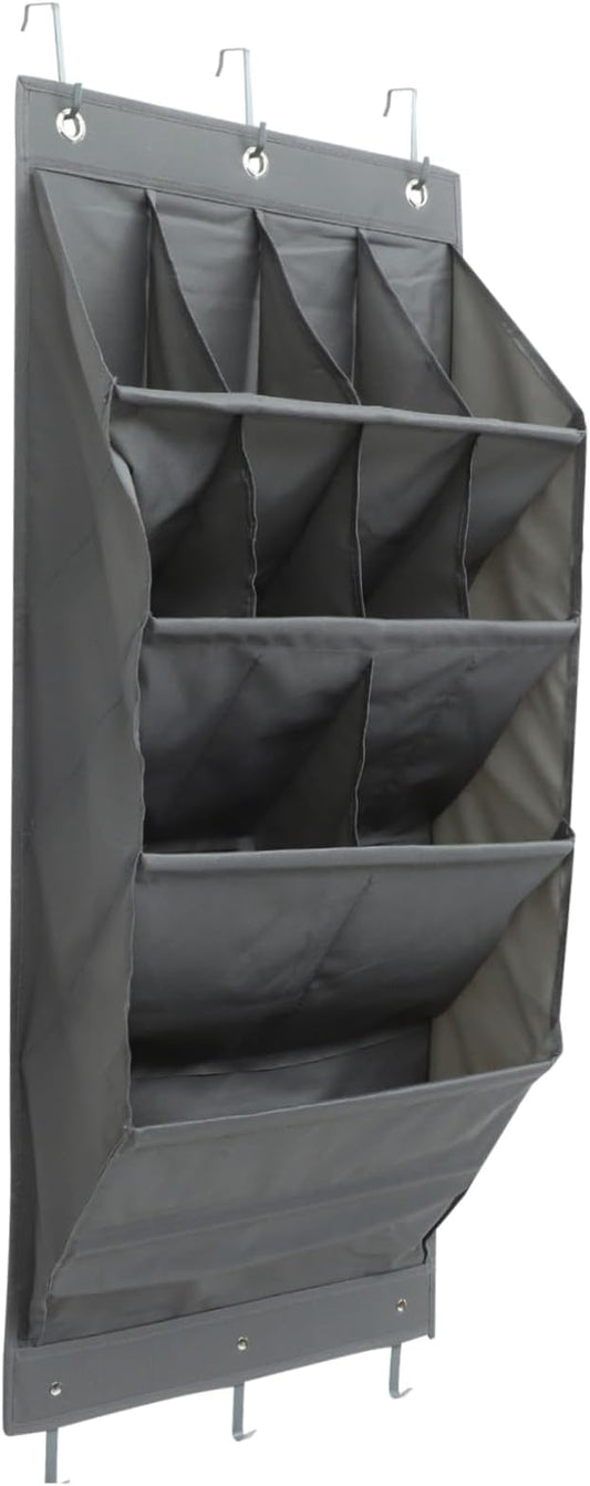 Happyyami 1Set Multi Layer Closet Hanging Pouch Over the Door Storage Organizer for Shoes Craft Supplies and Essentials Easy Install No Tools Needed Grey