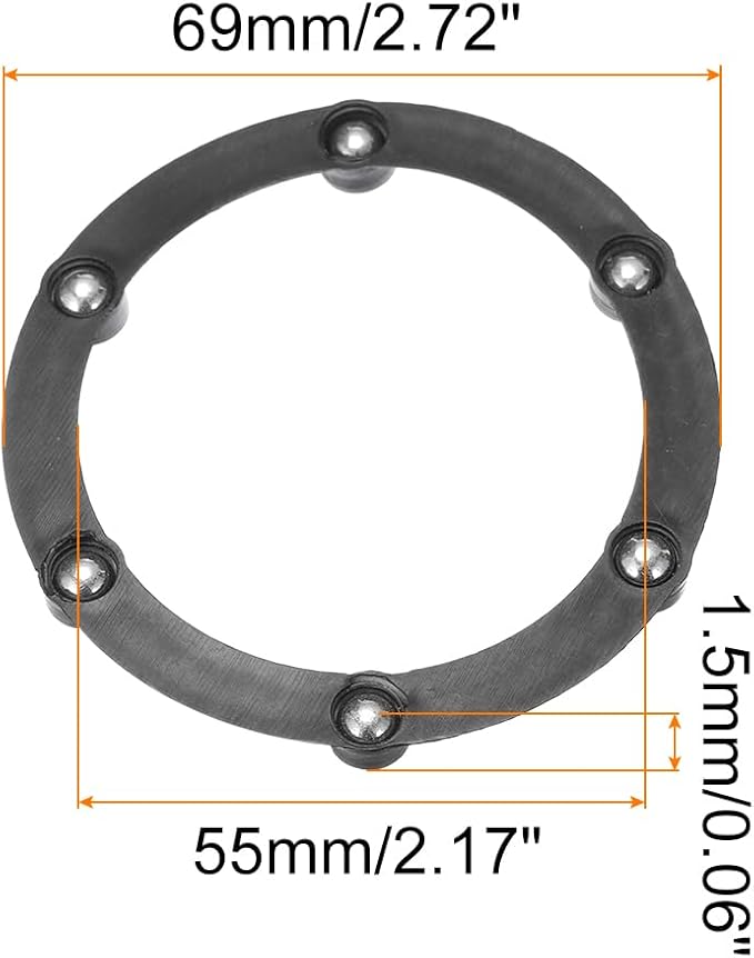 MECCANIXITY 3inch Rotating Swivel Stand with Steel Ball Bearings Annular Lazy Susan Base Turntable for Kitchen Corner Cabinets, 69 x 55mm Black Pack of 6