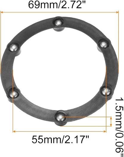 MECCANIXITY 3inch Rotating Swivel Stand with Steel Ball Bearings Annular Lazy Susan Base Turntable for Kitchen Corner Cabinets, 69 x 55mm Black Pack of 6