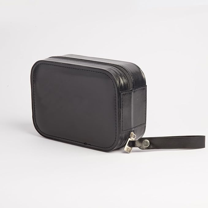 Small Makeup Box with Light-Filling Mirror, Portable Cosmetics Case, LED light Makeup Storage Box (Black)
