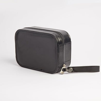 Small Makeup Box with Light-Filling Mirror, Portable Cosmetics Case, LED light Makeup Storage Box (Black)