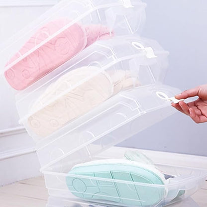 PRETYZOOM Large Transparent Flip Shoe Box Storage Container Stackable Thickened Plastic Organizer for Men and Women Sneakers and Boots 14.57 X 8.66 X 5.11 Inches