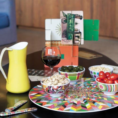 French Bull Lazy Susan Large Melamine Rotating Dinnerware Platter Turntable Table, Serving, Party, Kitchen, Organizing, Pantry, Cabinet, 15-inch, Ziggy