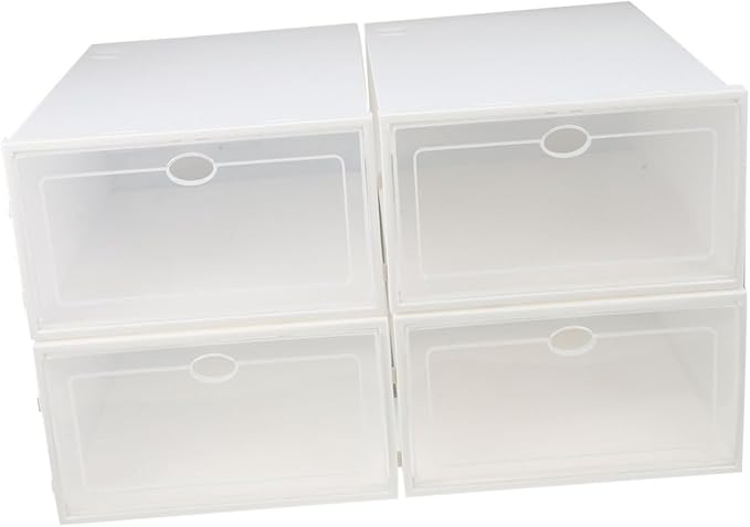 4pcs Thickened Transparent Plastic Shoe Holder Boxes Stackable Dustproof Storage Cases for Home Space-saving Organizer with Compact and Strong Load Capacity
