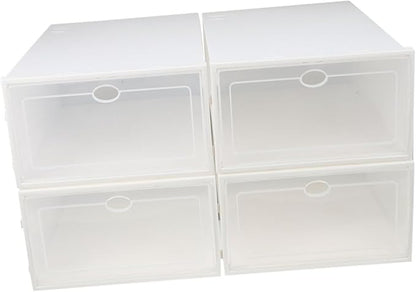 4pcs Thickened Transparent Plastic Shoe Holder Boxes Stackable Dustproof Storage Cases for Home Space-saving Organizer with Compact and Strong Load Capacity