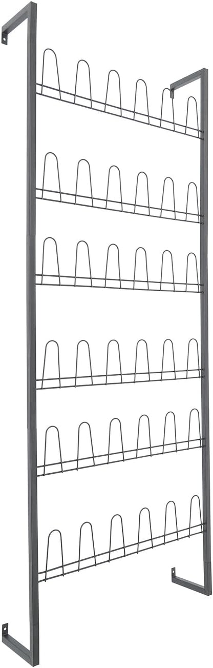 6 Tiers Metal Hanging Shoe Rack for 18 Pairs, Space-Saving Shoe Storage Shelf, Wall Mounted Shoe Organizer Tower for Entryway, Home, Retail Stores (Black)