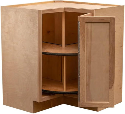 Quicklock RTA (Ready-to-Assemble) | Base Kitchen Cabinets - Shaker Style | Made in America (Raw Hickory, 18" D x 30" W x 34.5" H Lazy Susan)