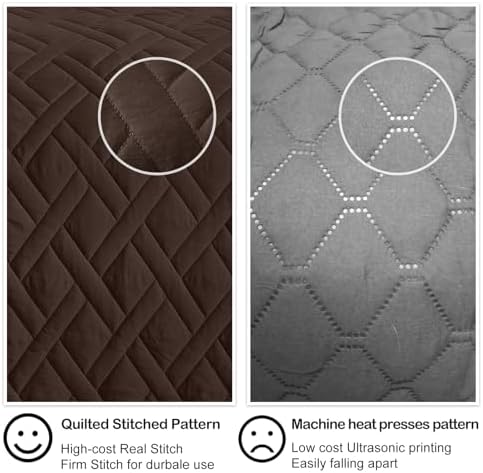 HORIMOTE HOME Quilt Set Queen Size Chocolate, Classic Geometric Diamond Stitched Pattern, Ultra Soft Microfiber Lightweight Bedding Bedspread Coverlet for All Season with 1 Quilt 2 Pillow Shams - Image 4