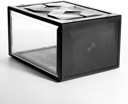 Gadpiparty Basketball Shoes Storage Box 36x26x20cm Plastic Shoes Container Black Stackable for Home Closet