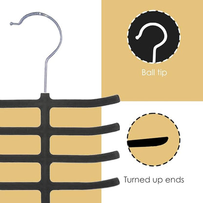 3-Pack Non-Slip Velvet Tie Hanger Organizer Rack by Home Basics | 360° Rotatable Hook | Holds 12 Ties Each | Versatile for Belts and Scarves | Slim Design