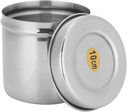 Atyhao Stainless Steel Cotton Ball Canister Jar Organizer with Lid for Bathroom Vanity Storage, Professional Use