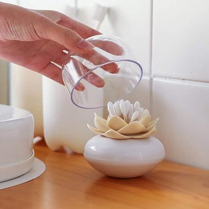2 Pack Creative Lotus Cotton Swab Holder Q-Tips Toothpicks Holder Table Decorate Cotton Bud Storage Box Organizer