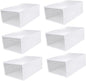 Healifty 6pcs Stackable Shoe Box Organizer Thickened Transparent PP Material Sneaker Storage for High Heels Slippers Boots and Sports Shoes Versatile Closet Display Containers White Frame