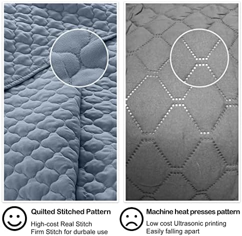 HORIMOTE HOME Quilt King Size Dusty Blue, Lightweight Quilt for Summer Ultra-Soft Microfiber Modern Style Quilted Clouds Pattern Bedspread Quit Set 3 Pieces(1 Quilt and 2 Pillow Shams) - Image 4