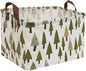 Rectangular Canvas Storage Bins,Waterproof Storage Basket,Collapsible Tree Organizer Bin with Handles for Clothes Storage,Book Bag (Tree)
