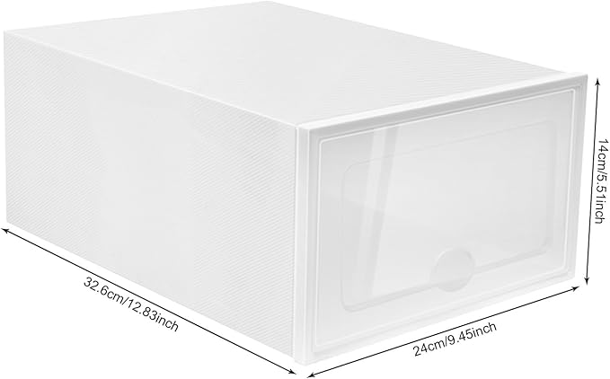 20pcs Stackable Shoe Covers Storage Box, Foldable Plastic Shoe Boxes Drawer Storage Cabinet Organiser Box for Closet Bedroom Bathroom (32.6 * 24 * 14cm)