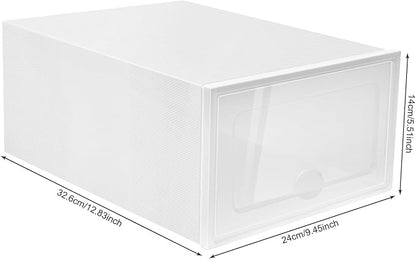 20pcs Stackable Shoe Covers Storage Box, Foldable Plastic Shoe Boxes Drawer Storage Cabinet Organiser Box for Closet Bedroom Bathroom (32.6 * 24 * 14cm)