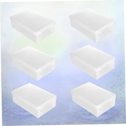 PRETYZOOM 6pcs Shoe Storage Boxes with Flip-top Lids Large 33x20x12cm White Plastic Shoe Containers for Home Dustproof Organization